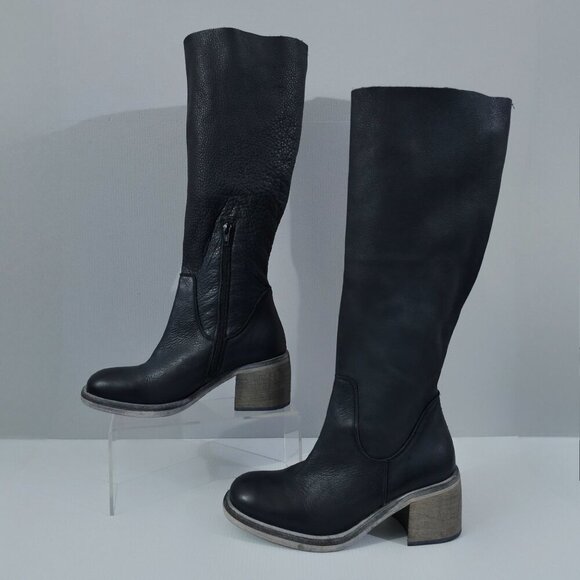 Free People Essential Slouch Boot Womens EU 36.5 Black Leather Tall Boho NEW - Picture 2 of 14